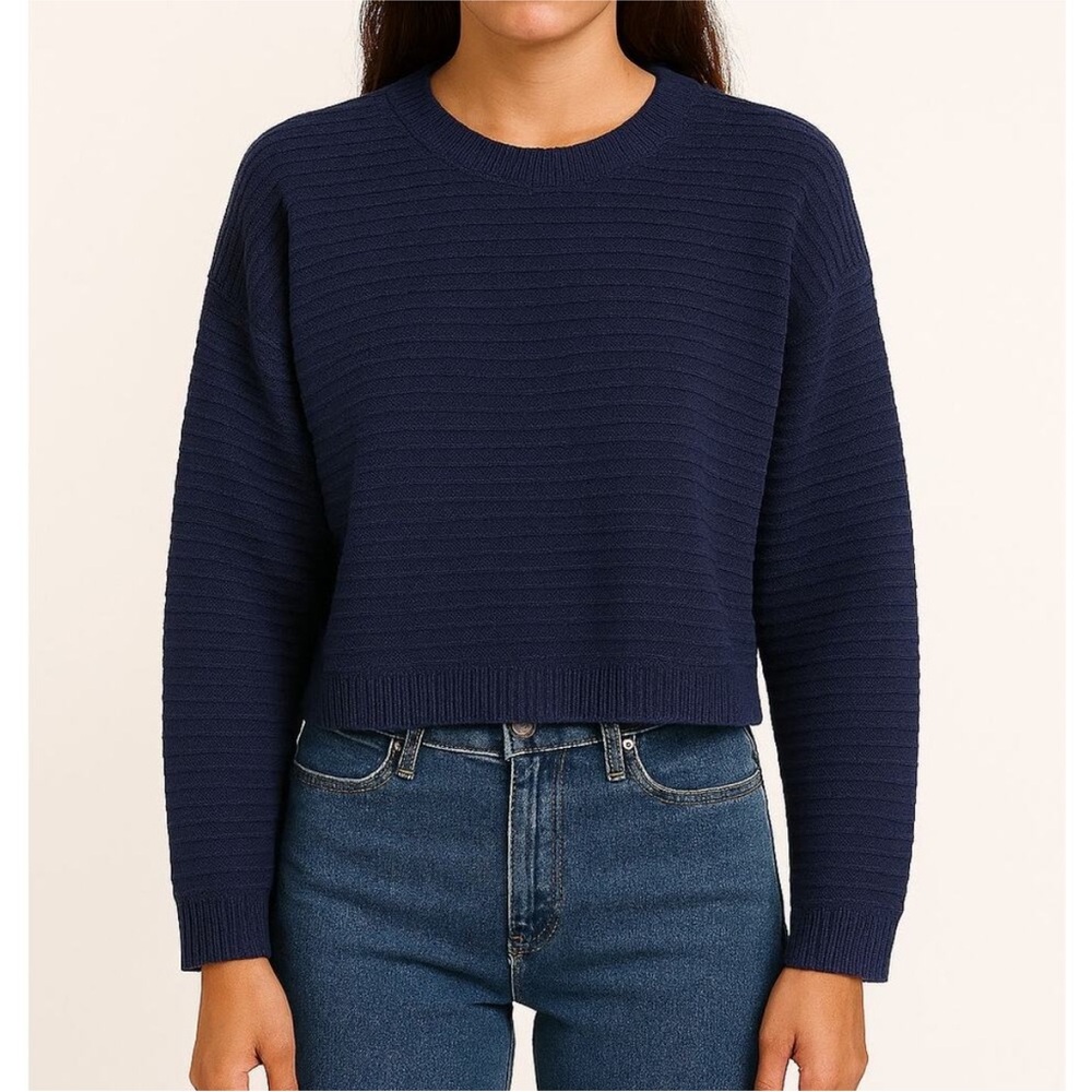 GOOD AMERICAN Navy ribbed cropped Sweater size s